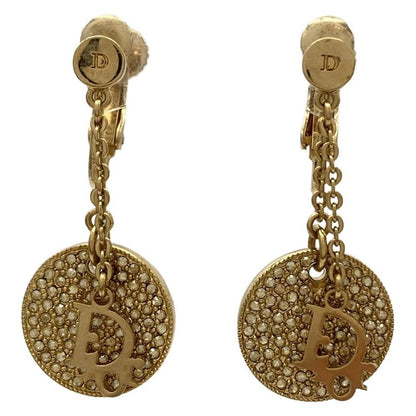 Dior/christian Dior Earrings - Gold And Clear Dior Motif