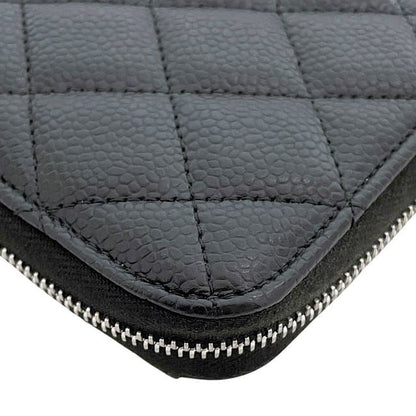 Chanel Round Zipper Long Wallet Black Ap0242 Excellent Condition Wallet