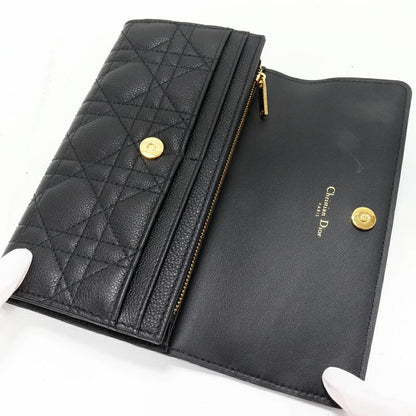 Dior Long Wallet With Coin Purse Diorskaro Orchid Flap Long Wallet Calf Black
