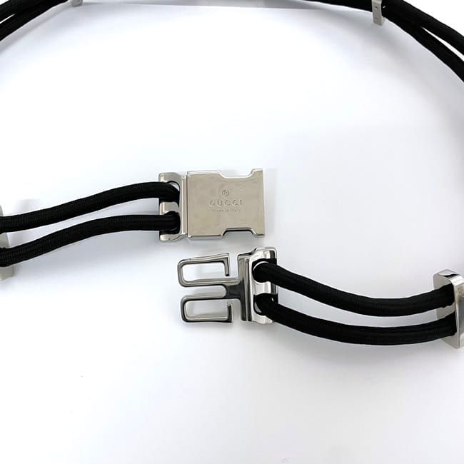 Gucci Wire Belt Black Silver Hardware Excellent Condition 83cm (32.68in)
