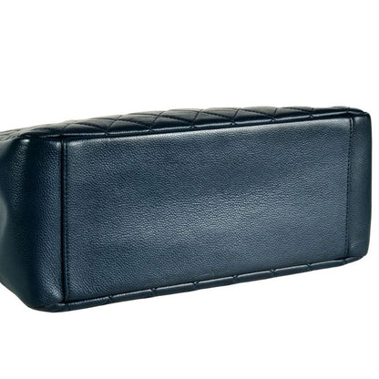 Chanel GST Chain Tote Bag Caviar Skin Blue Silver Hardware 17th Unit Coco Mark