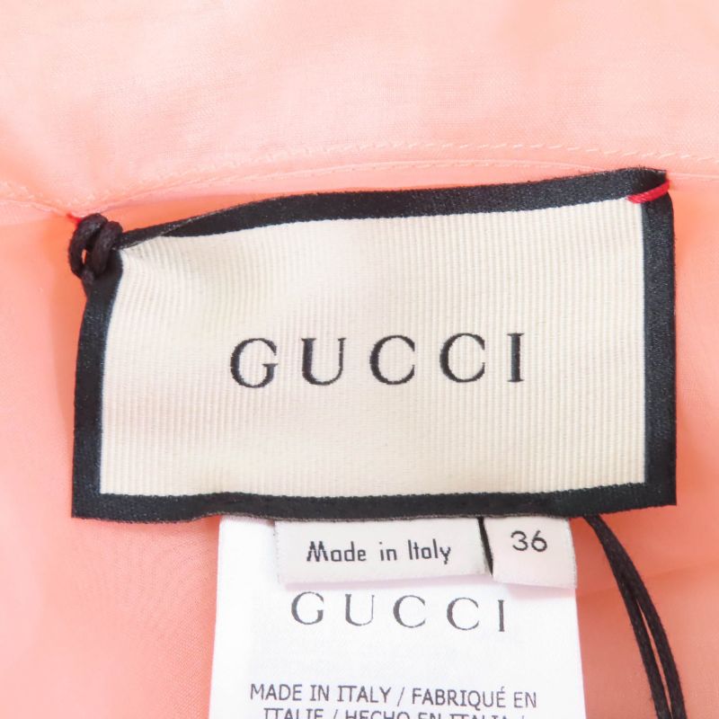 Gucci 20SS 616556 100% Silk Short Sleeve Oversized Sheer Shirt Salmon Pink 36