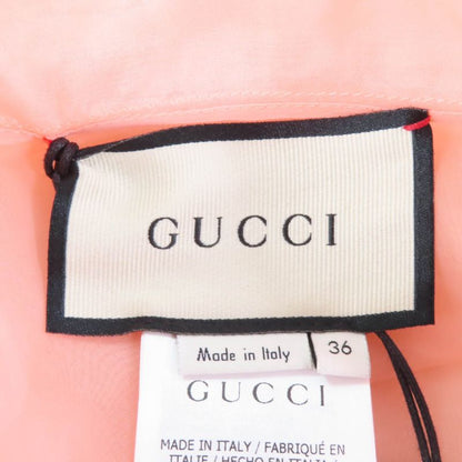 Gucci 20SS 616556 100% Silk Short Sleeve Oversized Sheer Shirt Salmon Pink 36