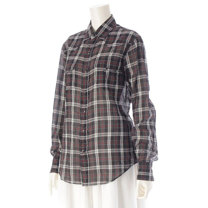 Saint Laurent 16 Cotton Check Western Long Sleeve Shirt Top Black XS