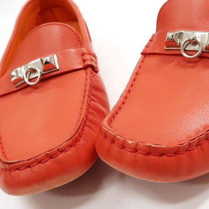Hermes Moccasins Irving Driving Shoes #38 24.5cm (9.65in) Orange Hermes