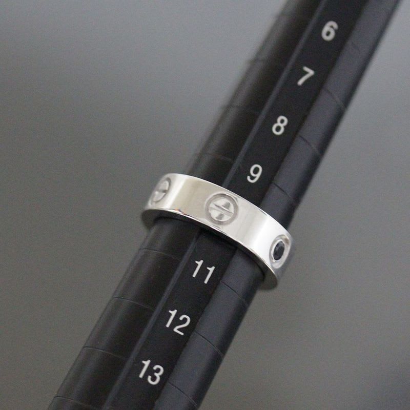 Cartier Love Ring Black Sapphire No 9.5 750 18K White Gold Box And Paper