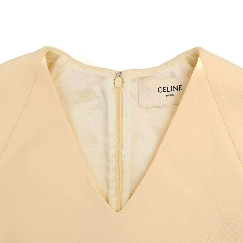 Celine V-Neck Short Sleeve Dress 2r0436102 Ivory 34