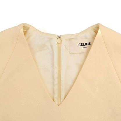 Celine V-Neck Short Sleeve Dress 2r0436102 Ivory 34