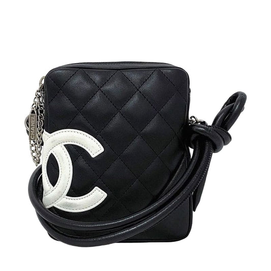 Chanel Mini Shoulder Bag Black White Cambon A25177