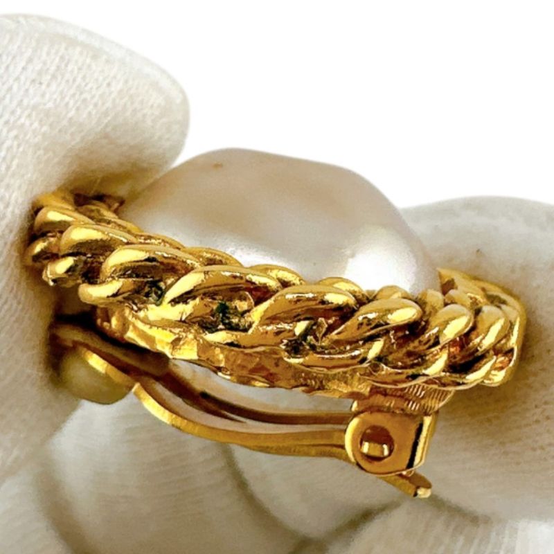 Chanel Vintage Faux Pearl Earrings Chanel Gold With Box
