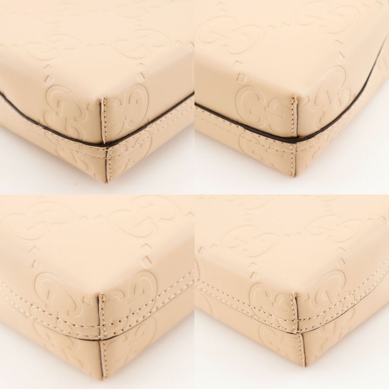 Gucci Super Mini Bag 2WAY Shoulder Jumbo GG 790133 Leather Beige Ladies Handbag