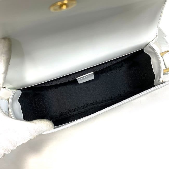 Celine Semishoulder Bag White Triomphe Cuir