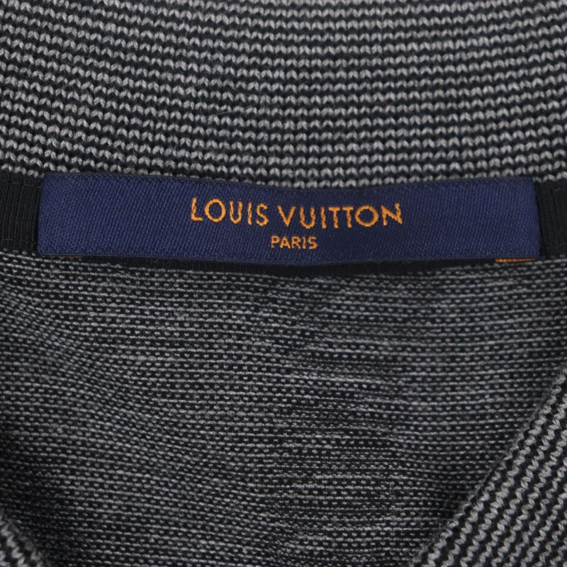 Louis Vuitton Cotton Logo Patterned Short Sleeve Polo Shirt Black M Made In