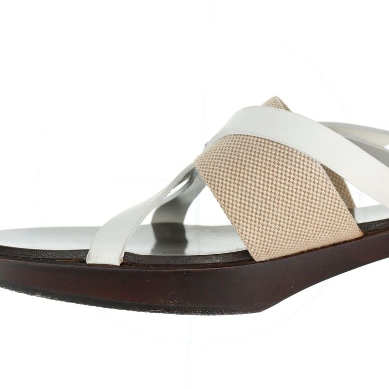 Hermes Leather Wood Sole Belt Sandals Women's 35 Brown Made In Spain