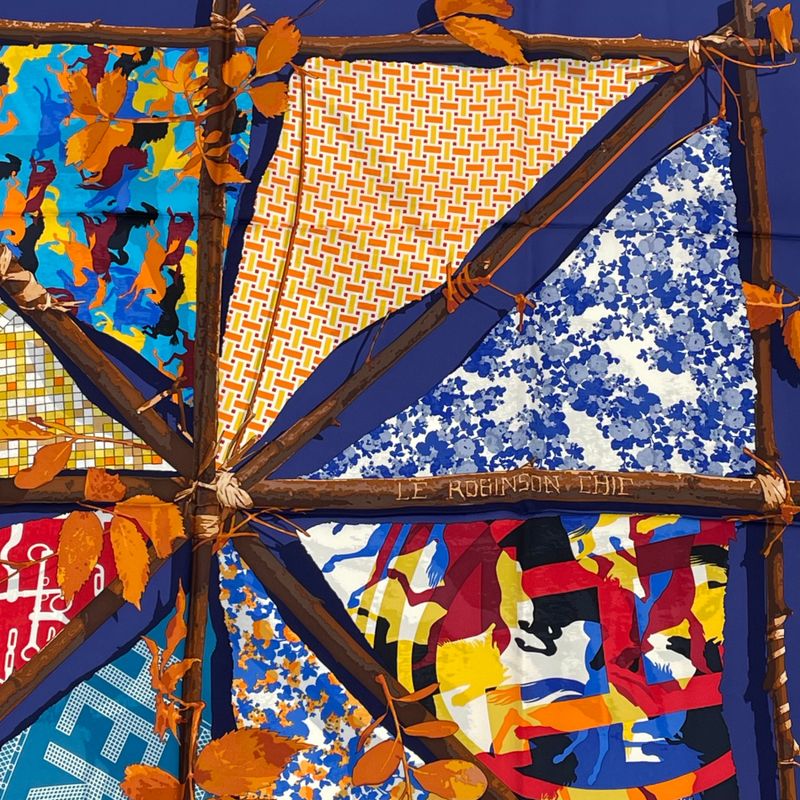 Hermes Carre 90 Chic Robinson LE Robinson CHIC Scarf Silk Blue