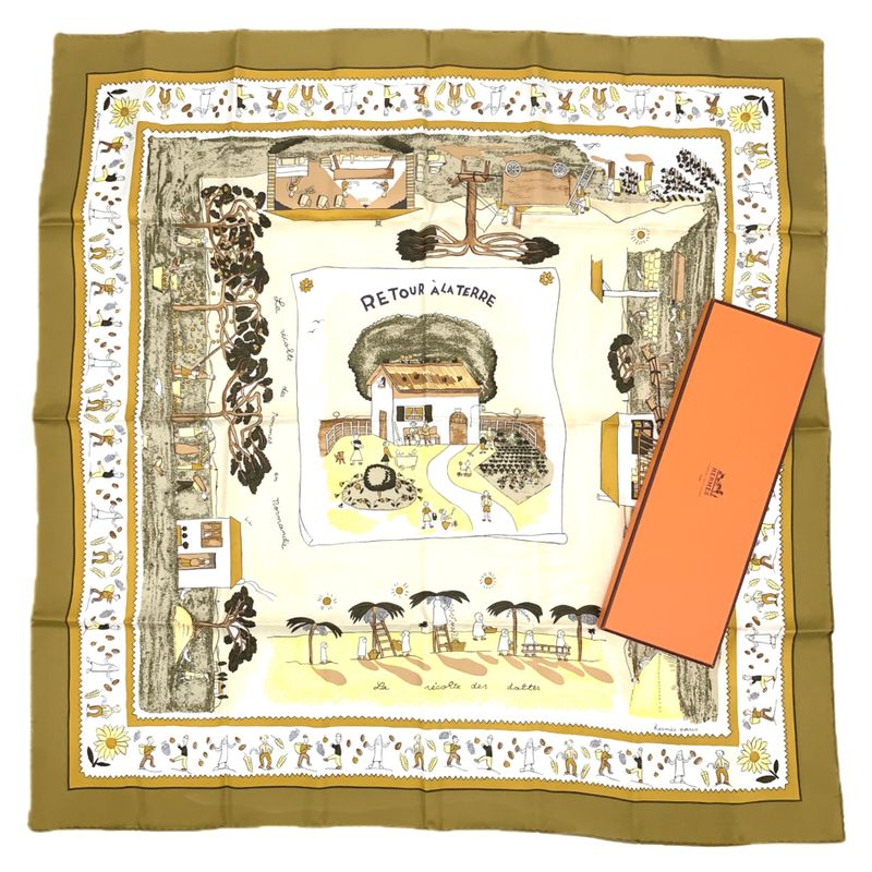 Hermes Scarf Carre 90 RE TOUR A LA Terre Going Home