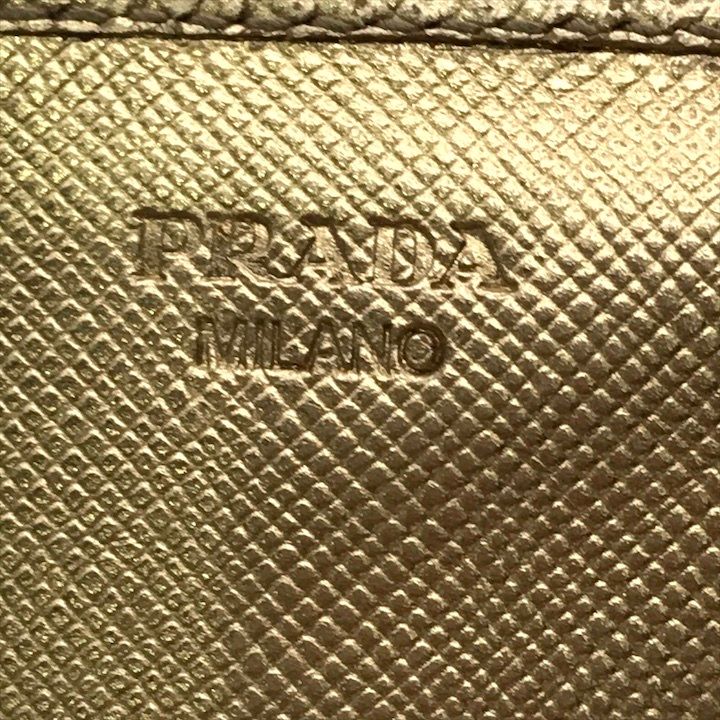 Prada Saffiano Leather Bifold Card Case Gold