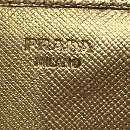 Prada Saffiano Leather Bifold Card Case Gold