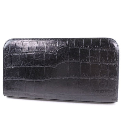 Saint Laurent Paris Round Zipper Shape Push 328558 Cs33e Calf Black Men's Long