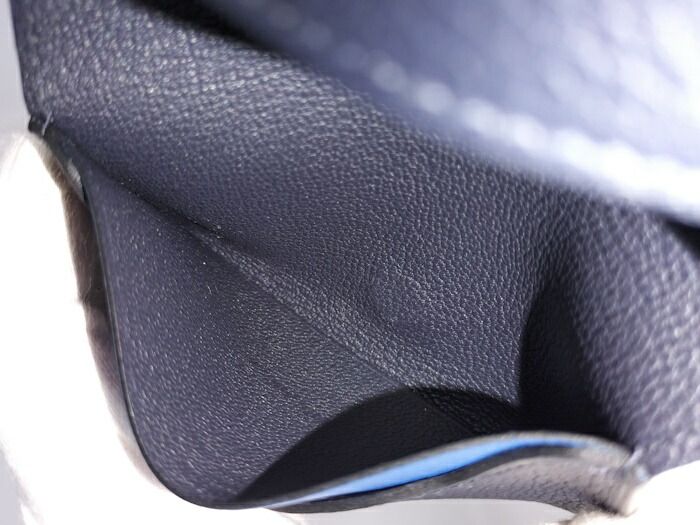 Hermes Serie Card Case Leather Navy Stamped B