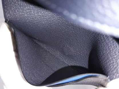 Hermes Serie Card Case Leather Navy Stamped B