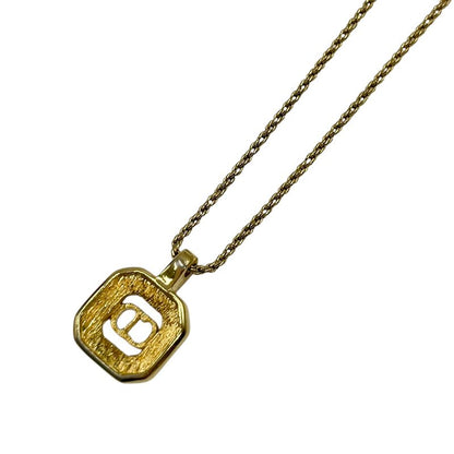 Christian DIOR Necklace Metal Rhinestone Gold Plated Gold