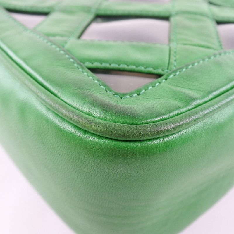 Chanel Chain Shoulder Fringe Lambskin Green Women's Shoulder Bag