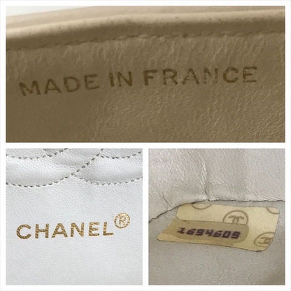 Chanel Lambskin Double Flap Chain Shoulder Bag White