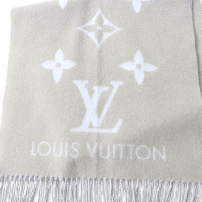 Louis Vuitton M70462 Echarpe Reykjavik 100% Cashmere Stole Grey Light Blue Made