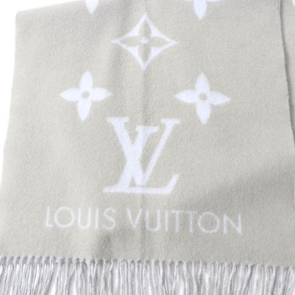 Louis Vuitton M70462 Echarpe Reykjavik 100% Cashmere Stole Grey Light Blue Made
