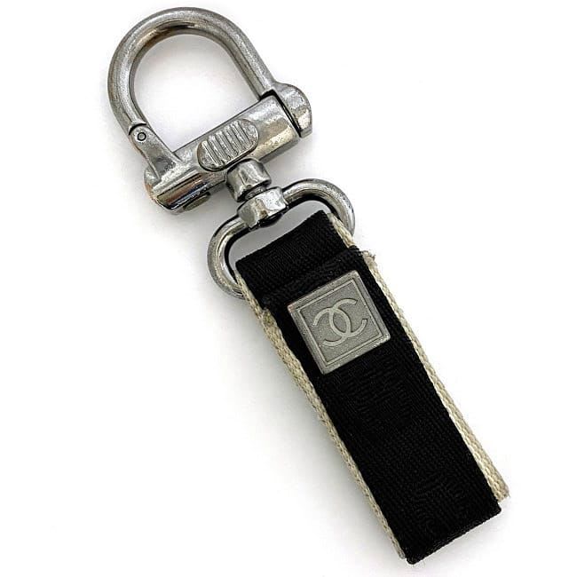 Chanel Key Ring Black Gray Silver