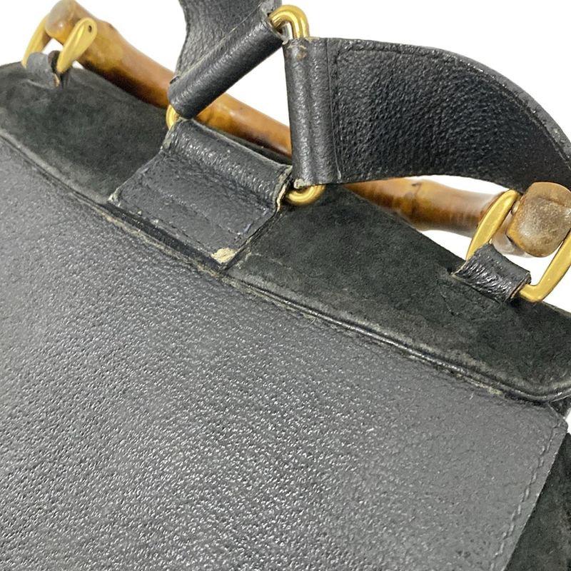 Gucci Backpack Sac Bamboo 32058 Black Leather