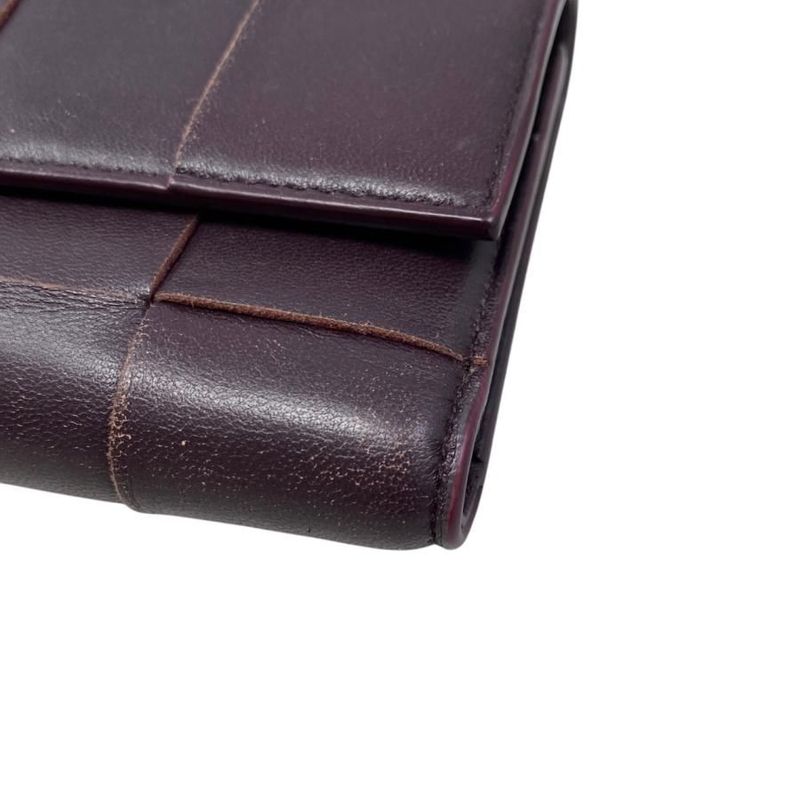 Bottega Veneta Trifold Wallet Maxi Intrecciato 651372 Leather Purple Gold