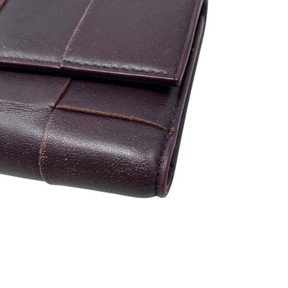 Bottega Veneta Trifold Wallet Maxi Intrecciato 651372 Leather Purple Gold