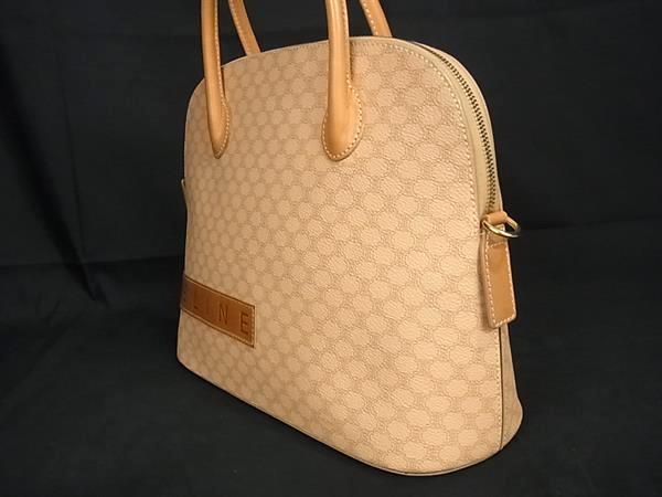 Celine Macadam Pattern PVC X Leather 2WAY Handbag Shoulder Bag Beige Av4881