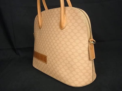 Celine Macadam Pattern PVC X Leather 2WAY Handbag Shoulder Bag Beige Av4881