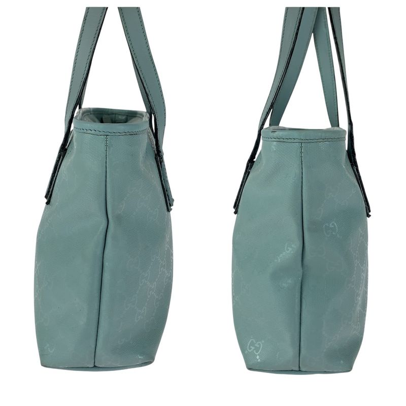 Gucci GG Imprime Light Blue Silver Hardware Leather 211138 Tote Bag Shoulder