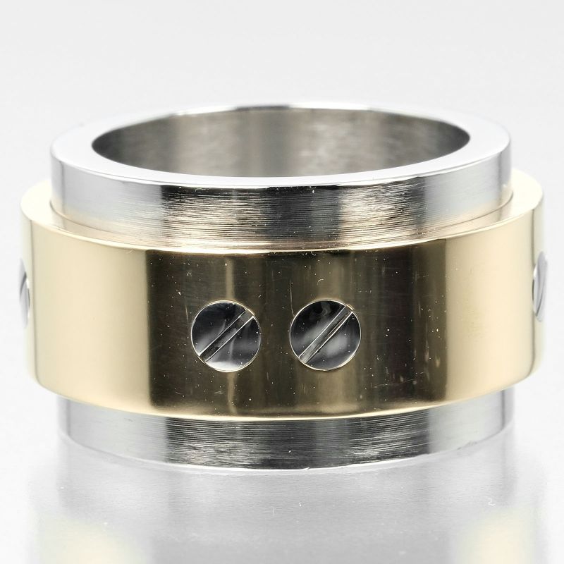 Cartier Santos 100 18K Yellow Gold And Stainless Steel No 7 Ladies 17.6g Ring