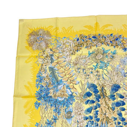 Hermes Scarf Silk Carre 90 None Man Island Plant L'lle Deserte Yellow With Box