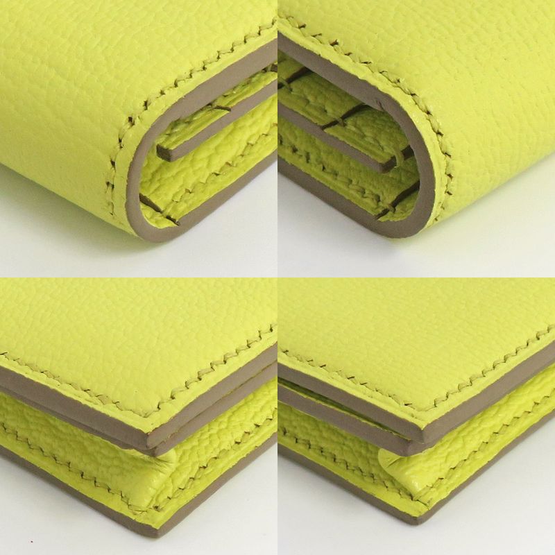 Hermes Bearn Soufflé Chevre Yellow Series Pink Gold Hardware R Stamp