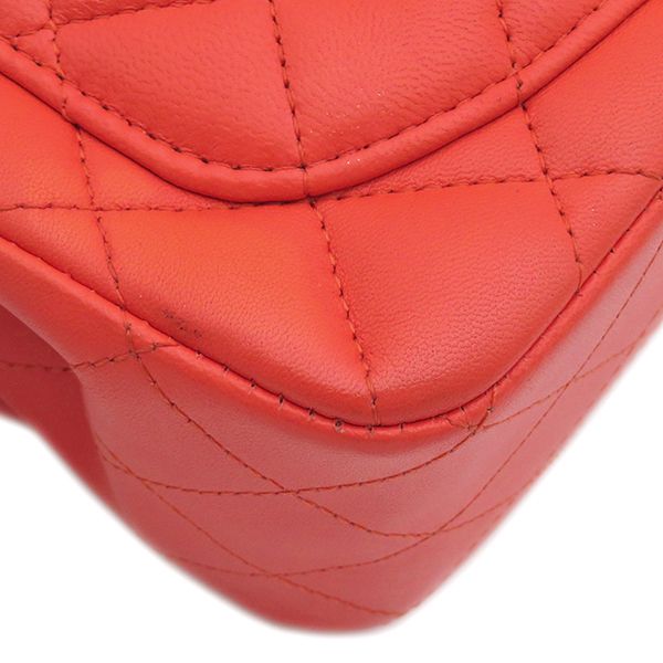 Chanel Shoulder Bag Mini Matelasse Chain Shoulder Lambskin Red Silver Hardware