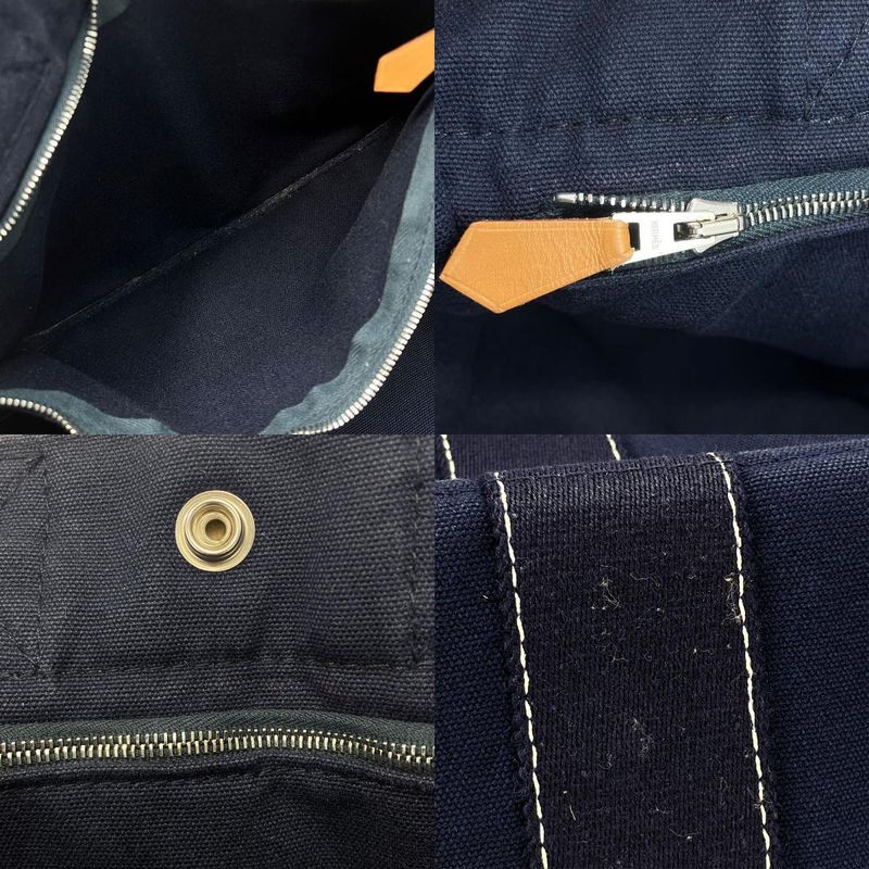 Hermes Handbag Tote PM Deauville Canvas Navy Casual Women Men Hermes