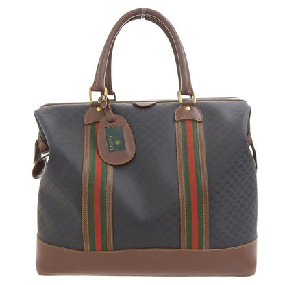 Gucci 90's Vintage Sherry Line Micro GG Jacquard Leather Box Calf Leather