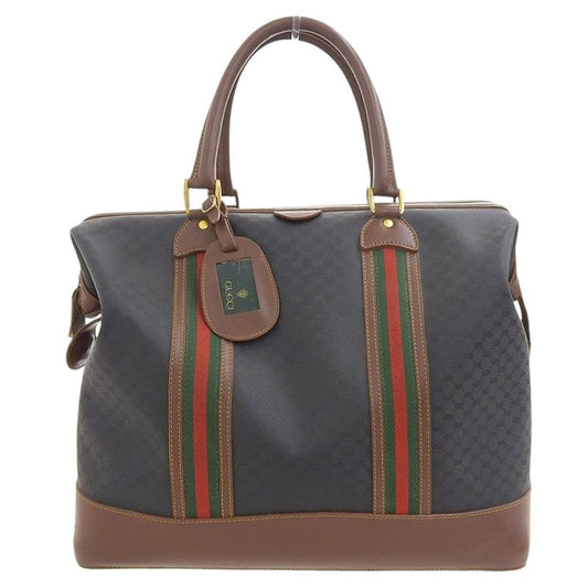 Gucci 90's Vintage Sherry Line Micro GG Jacquard Leather Box Calf Leather