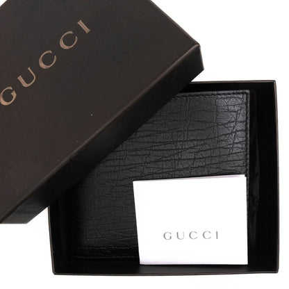 Gucci Wallet Men Leather Genuine Black 04848 Bifold with Coin Purse
