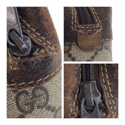 Gucci Vintage Sherry Line Old Gucci Beige Gold Hardware GG Supreme Canvas/leathe