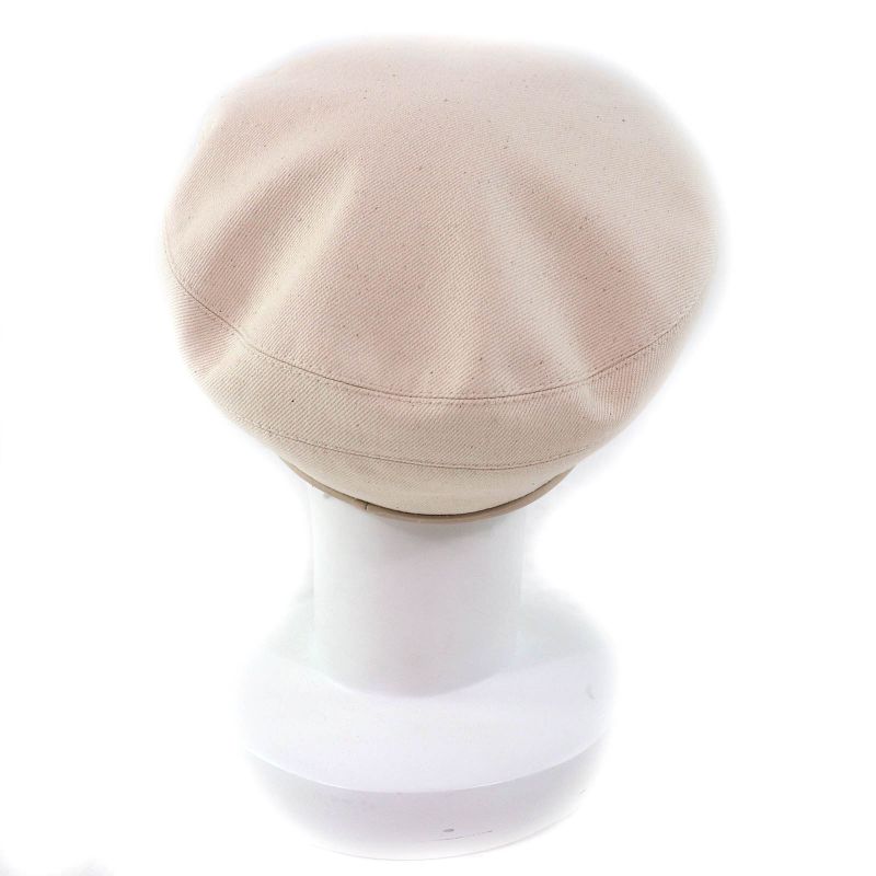 Hermes Saint Honore Charm 100% Cotton With Serie Buttons Leather Trimmed Beret