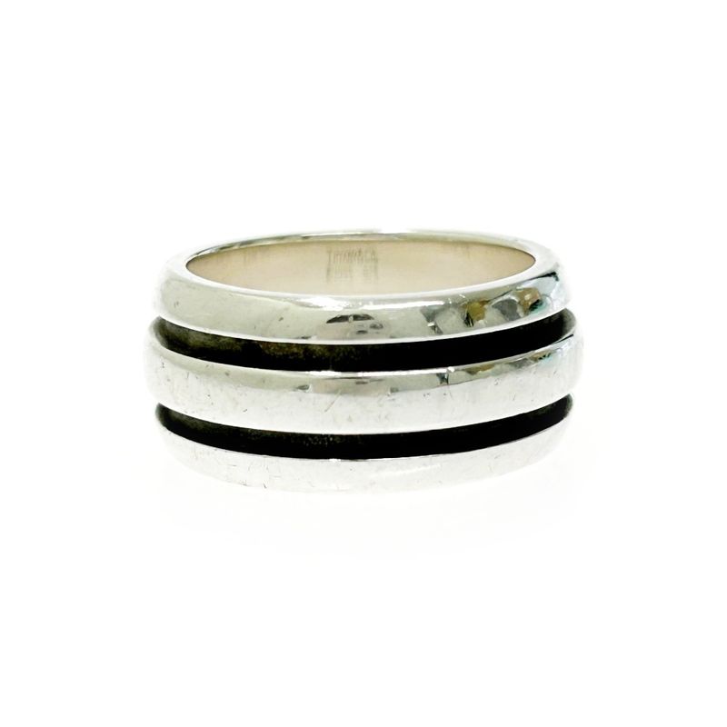 Tiffany & Co Silver Grooved Double Line Ring 9.4g 925 Engraved 434280 Ring