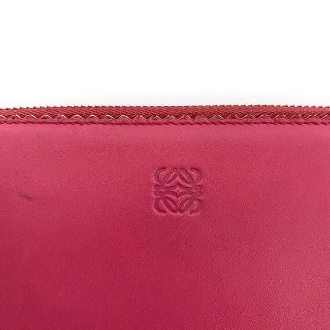 Loewe Round Zipper Long Wallet Pink Red Anagram Wallet