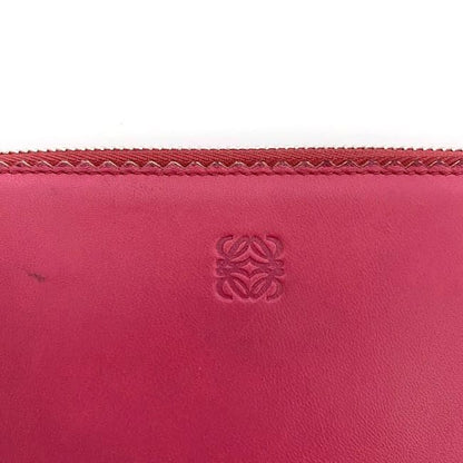 Loewe Round Zipper Long Wallet Pink Red Anagram Wallet